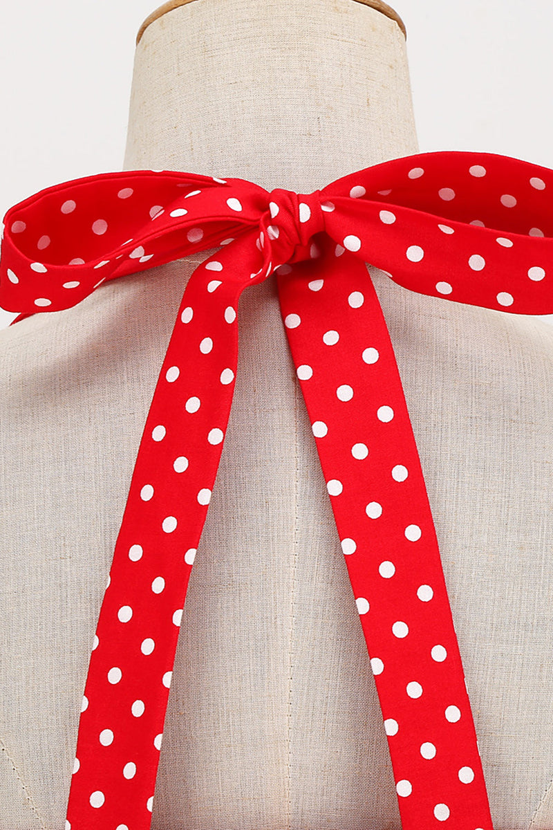 Load image into Gallery viewer, Retro Style Halter Red Polka Dots 1950s Dress