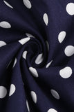 Navy V-Neck Polka Dots 1950s Swing Dress