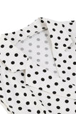 White Polka Dots Lapel Neck 1950s Dress