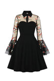 Black Long Sleeves Halloween Dress with Embroidery