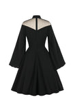 Vintage Black Halloween Dress with Long Sleeves