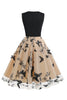Load image into Gallery viewer, Black V-Neck Vintage 1950s Dress with Appliques
