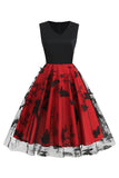 Black Vintage 1950s Dress with Embroidery