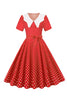 Load image into Gallery viewer, Hepburn Red Polka Dots Print Vintage Dress with Belt
