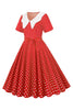 Load image into Gallery viewer, Hepburn Red Polka Dots Print Vintage Dress with Belt