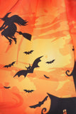 V-Neck Long Sleeves Lantern Printed Halloween Retro Dress