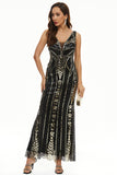 Sequin V-Neck Sheath Long Formal Dress