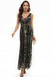 Sequin V-Neck Sheath Long Formal Dress