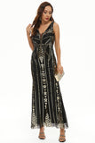 Sequin V-Neck Sheath Long Formal Dress