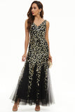 Leaves Sequins Tulle Long Formal Dress