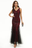 Leaves Sequins Tulle Long Formal Dress