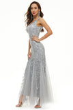 Leaves Sequins Tulle Long Formal Dress