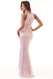 Sequins Halter Long Formal Dress with Slit