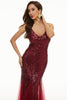 Load image into Gallery viewer, Black Sequin Spaghetti Straps Sheath Formal Dress