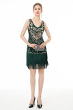 Green Sequin Fringes 1920s Dress