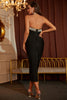 Load image into Gallery viewer, Black Strapless Midi Dress with Sequin