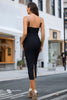 Load image into Gallery viewer, Black Bodycon Spaghetti Straps Midi Party Dress