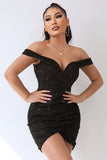 Black Off The Shoulder Cocktail Dress