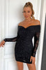 Load image into Gallery viewer, Off The Shoulder Black Long Sleeves Cocktail Dress