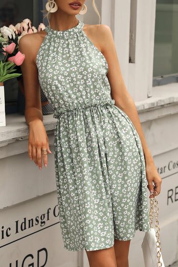 Green Floral Summer Casual Dress