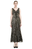 Sequin V-neck Midi 1920s Flapper Dress