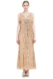 Sequin V-neck Midi 1920s Flapper Dress