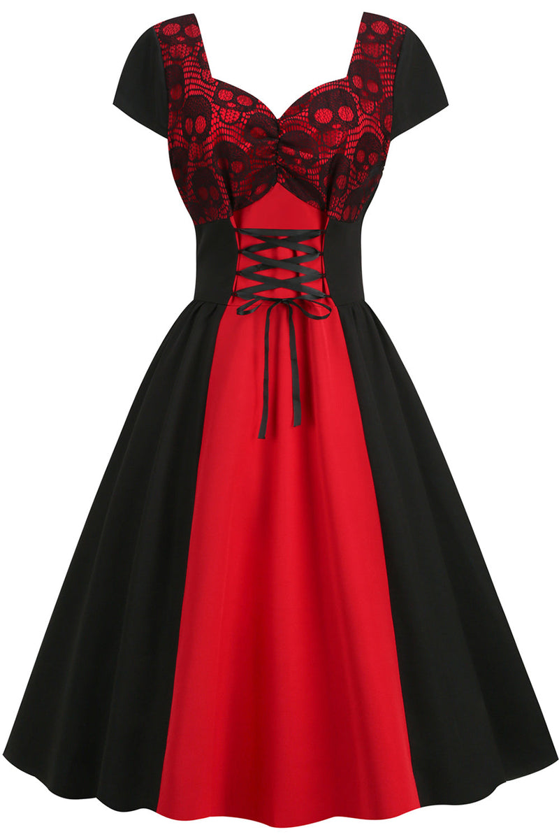 Load image into Gallery viewer, Black and Red Halloween Vintage 1950s Dress