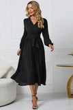 Long Sleeves Green Casual Dress with Ruffles