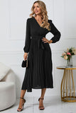 Long Sleeves Green Casual Dress with Ruffles