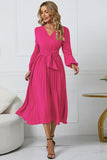 Long Sleeves Green Casual Dress with Ruffles