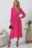 Long Sleeves Green Casual Dress with Ruffles