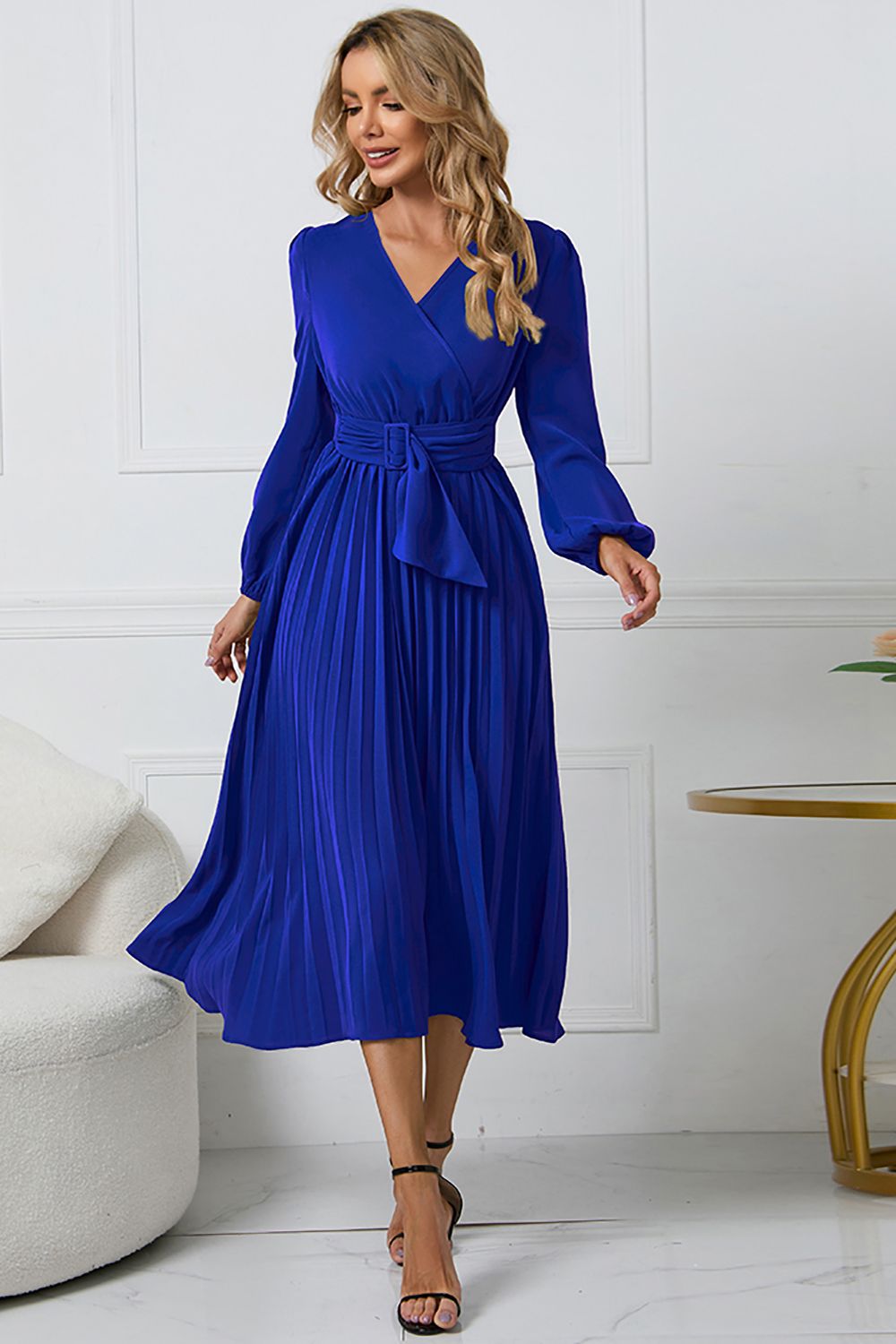 Long Sleeves Green Casual Dress with Ruffles