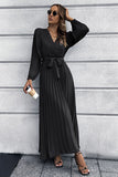 Long Sleeves Ruffles Casual Dress with Belt