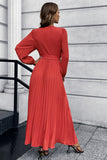 Long Sleeves Ruffles Casual Dress with Belt