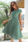 Casual Short Sleeve Floral Lace-Up Summer Dress