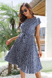 Casual Short Sleeve Floral Lace-Up Summer Dress