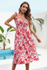 Load image into Gallery viewer, Casual Floral Lace-Up Red Summer Dress