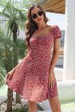 Off the Shoulder Green Floral Printed Summer Dress