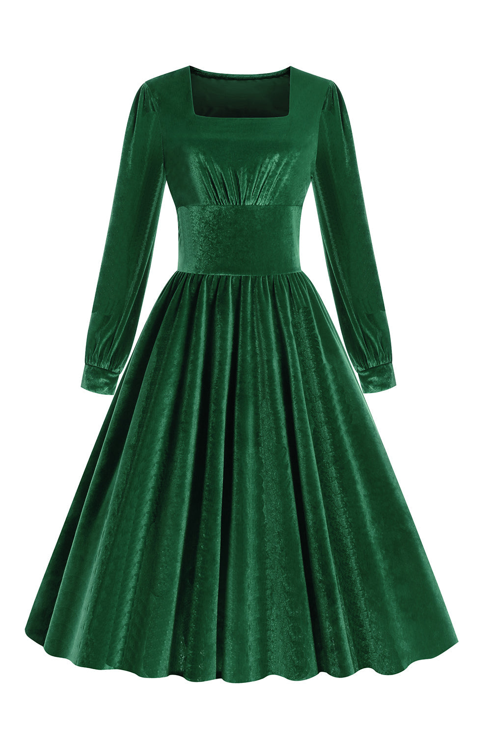 Green A-Line Velvet Vintage Dress