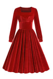 Green A-Line Velvet Vintage Dress