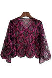 Sequined Black Fuchsia 1920s Cape