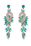 Green Earrings With Beadings and Rhinestones