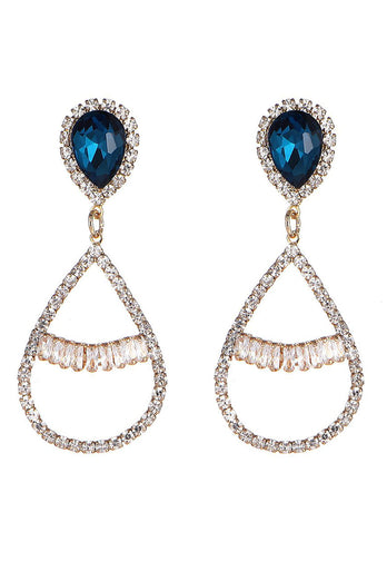 Royal Blue Beaded Formal Earrings