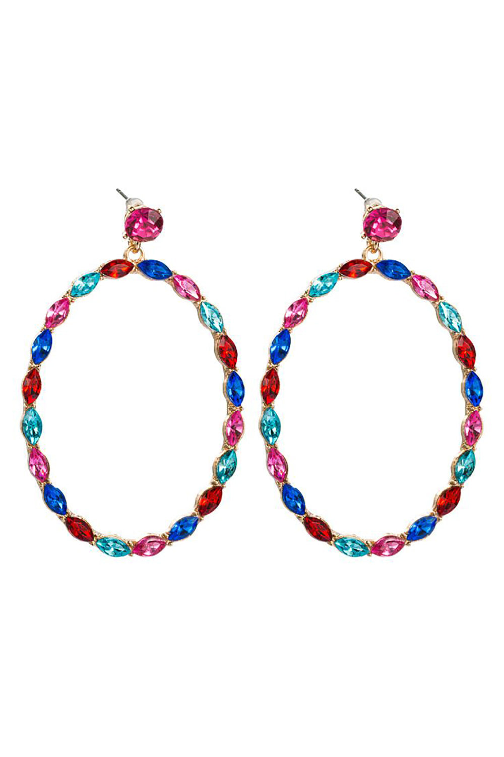 Colorful Rhinestone Loop Earrings