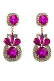 Fuchsia Rhinestones Beaded Earrings