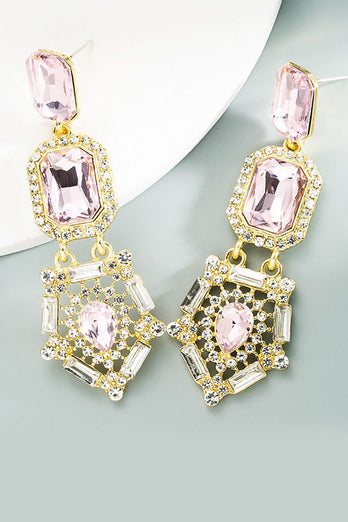 Light Pink Rhinestones Beaded Earrings