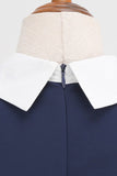 Jewel Neck Navy 1950s Dress with Bowknot