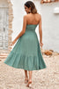 Load image into Gallery viewer, White Tea Length Strapless Graduation Dress