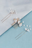 Vintage Handmade Pearl Rhinestone Set Bride Hair Pin