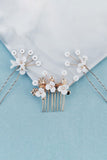 Vintage Handmade Pearl Rhinestone Set Bride Hair Pin